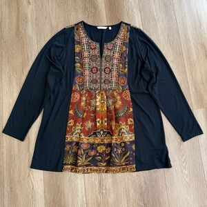 Soft Surroundings Desert Mirage Embroidered Tunic Top Casual Boho Style Size 1X